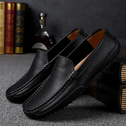 Genuine Leather Breathable Mocasines Casual Loafers Leather Shoes For Men Slip On Formal Italian Driving Flat Chaussure Homme