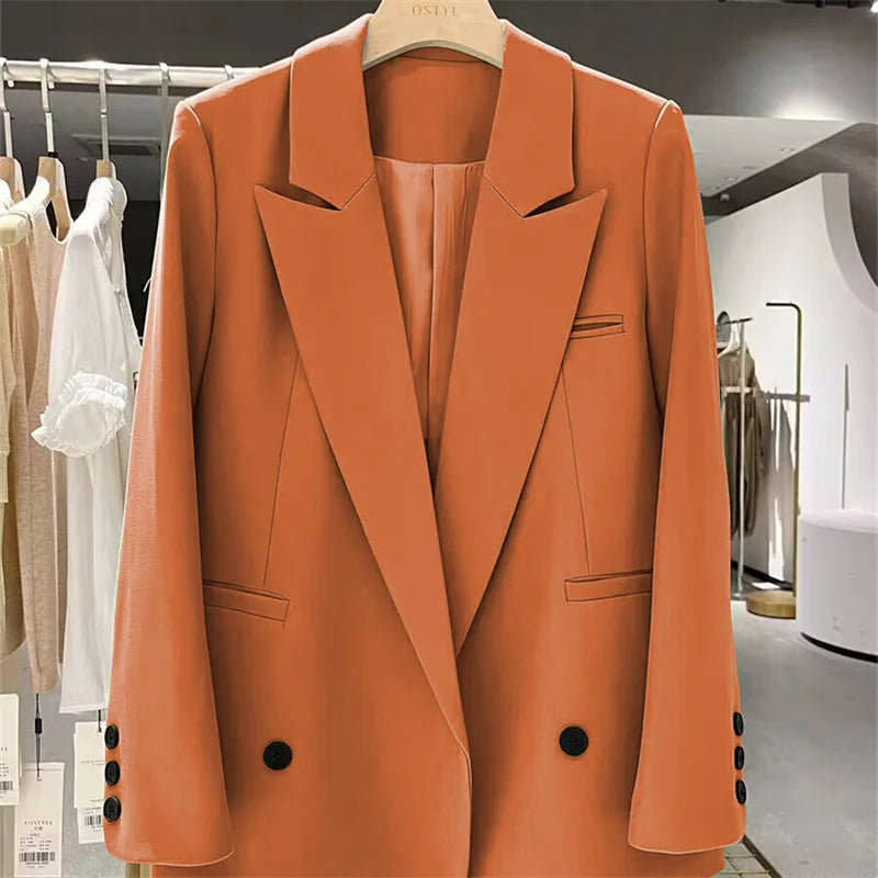 New Women Elegant Straight Suit Jacket Casual Office Lady Blazer High-end Clothes Spring Autumn Cardigan Jacket Female Outerwear