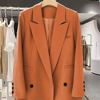 New Women Elegant Straight Suit Jacket Casual Office Lady Blazer High-end Clothes Spring Autumn Cardigan Jacket Female Outerwear