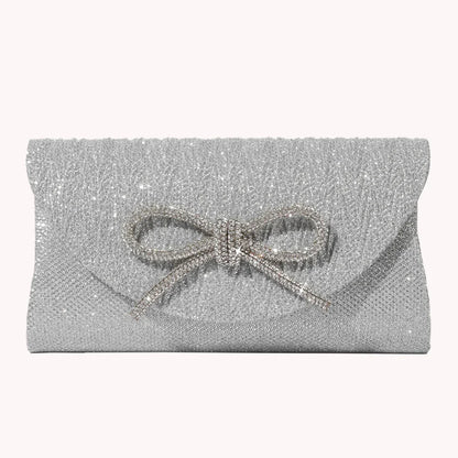 Women Elegant Evening Handbag Shiny Crystal Bow Flap Clutch Purse Envelope Dinner Evening Clutch Bags Wedding Party Prom Purse