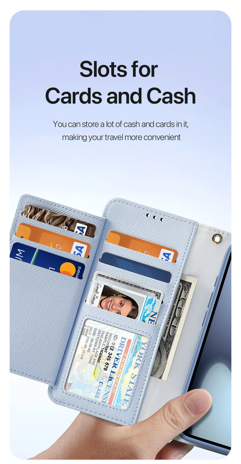 2in1 Magnetic Detachable Wallet Folio Case for iPhone 17 Pro Max/17 Air/16plus 15Leather Cover with Card Slots & Clasp