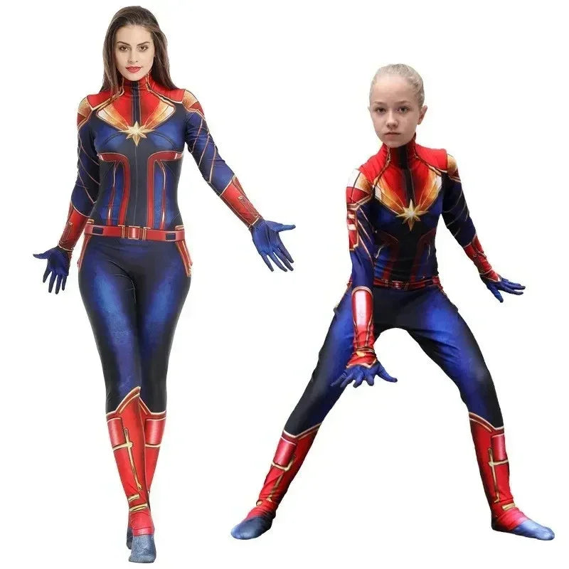 Super Hero Cos Anime Carol Danvers Cosplay Jumpsuit Spider Cosplay Costume Avengers Halloween For Kids Boys Women Party Hero Cos