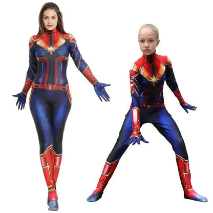 Super Hero Cos Anime Carol Danvers Cosplay Jumpsuit Spider Cosplay Costume Avengers Halloween For Kids Boys Women Party Hero Cos