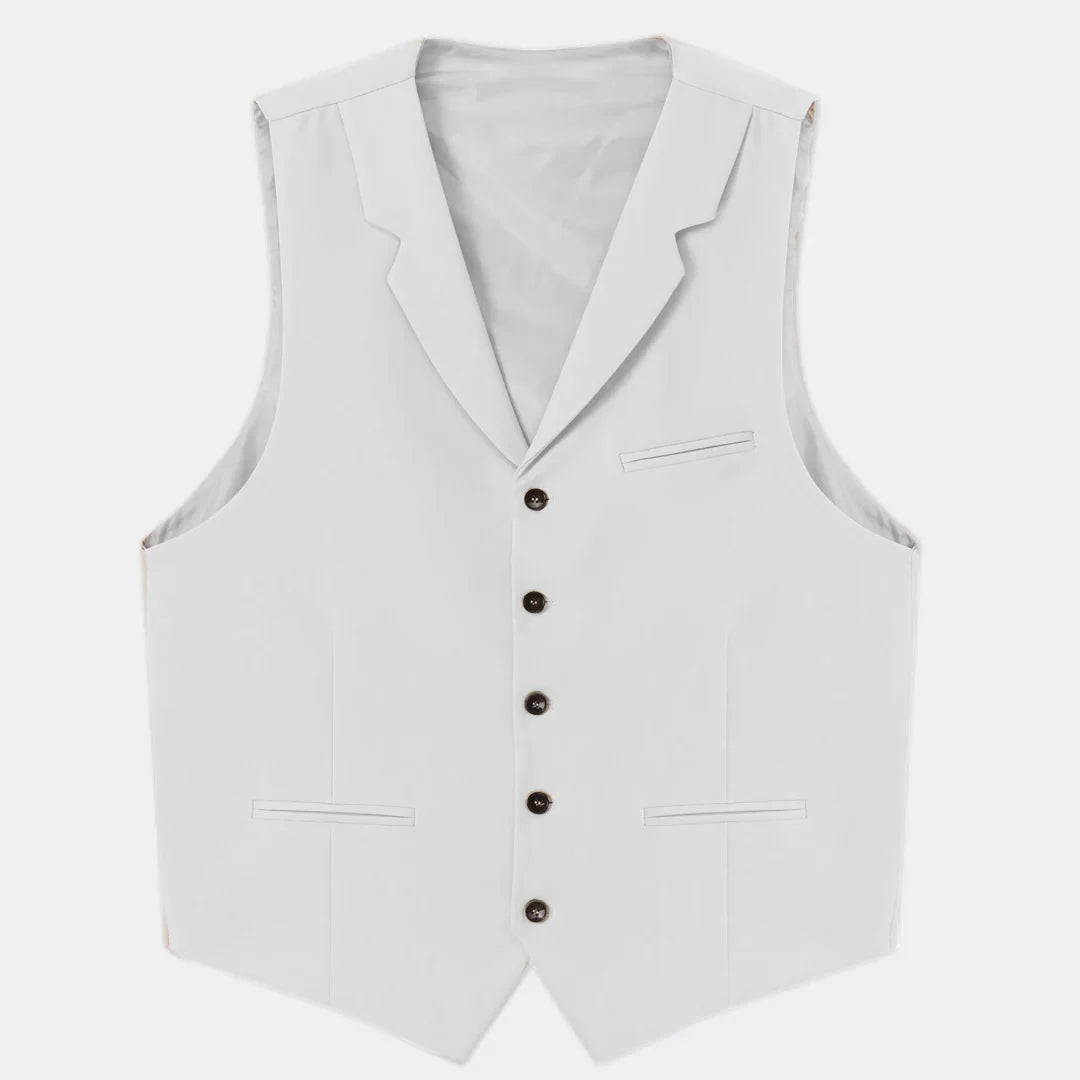 Men Vest Beige With Lapel Solid Single Button Waistcoat For Wedding Birthday Banquet Party Business Daily Casual Men Suit Vest
