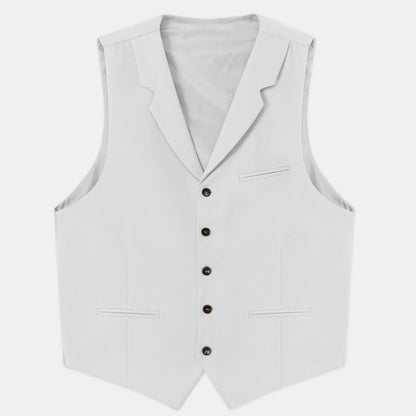 Men Vest Beige With Lapel Solid Single Button Waistcoat For Wedding Birthday Banquet Party Business Daily Casual Men Suit Vest