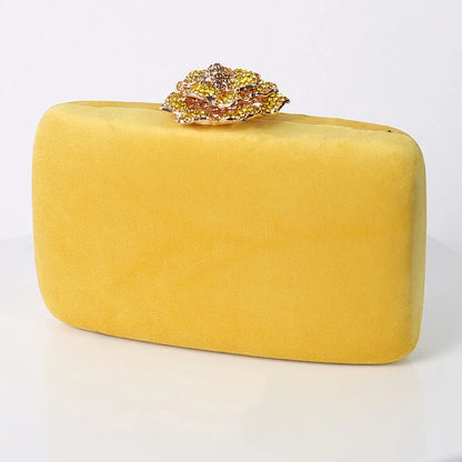 Diamonds Flower Velvet Evening Bag Women New Elegant Chain Banquet Dress Clutch Bag Ladies Wedding Dinner Party Box Small Purses