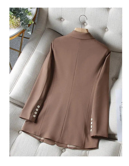 Black Blazers Women's Professional Suit Western-style OL Suits Top Exposed Line Decoration Temperament Slim Fit Line Jacket