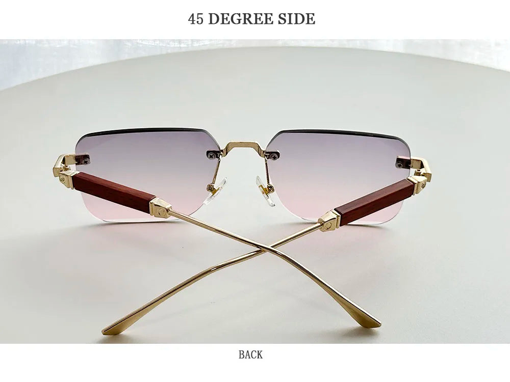 Rimless Sunglass Men Vintage 2025 Fashion Glasses Square Sunglasses Women Trendy And Fashionable Gafas De Sol Hombre Zonnebril
