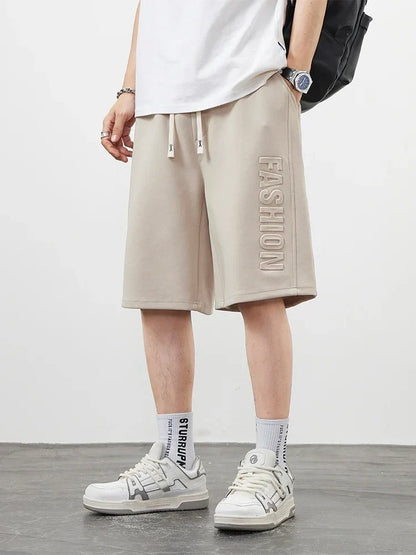 Men's Shorts Summer Clothes Fashion Letter Printed Casual Sweatpants Solid Color Loose Cotton Short Pants Male Straight Shorts