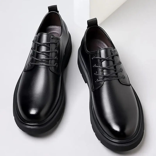 2026 Men's Leather Shoes Breathable Perforated Odor Free Business British Style Office Soft Sole Wear Resistant Casual Footwear