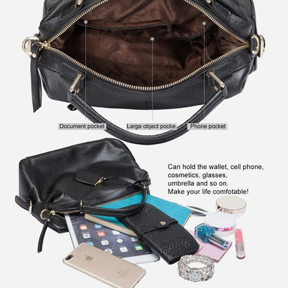 Dark Blue Women Boston Bag 100% Genuine Leather Handbags Female Charm Crossbody Purse Luxury Shoulder Bags For Work Shoppi