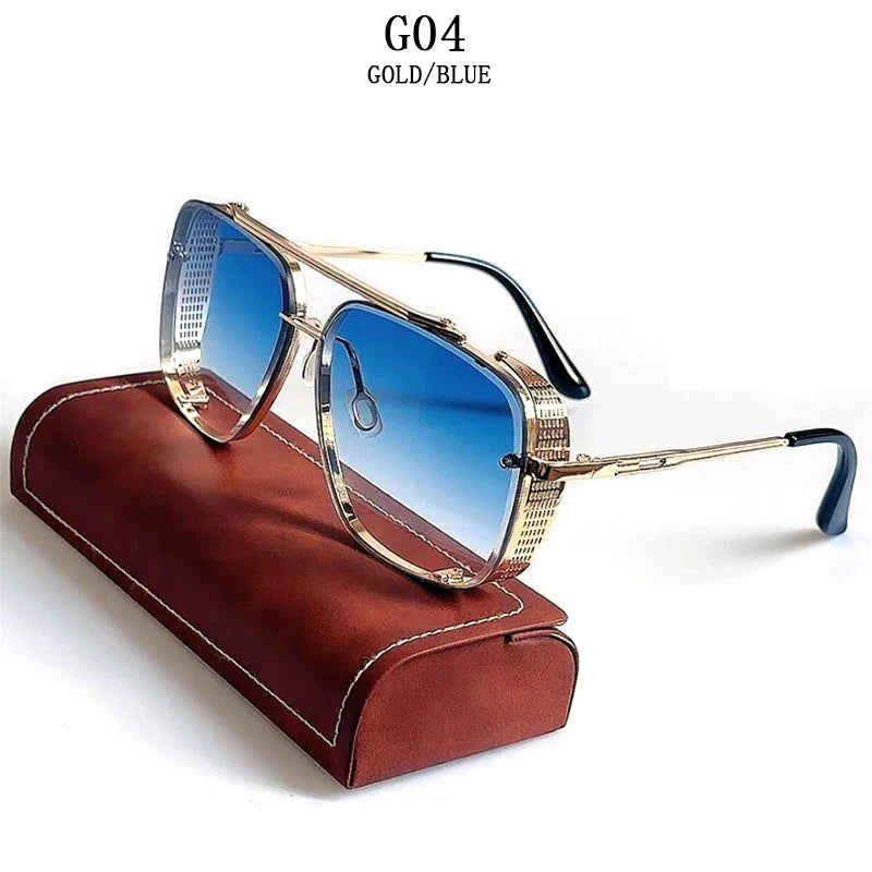 Vintage Steampunk Sunglasses Men Punk Oversized  Sunglasses Women Trendy Retro Square Gafas De Sol Hombre Lunette Soleil Femme