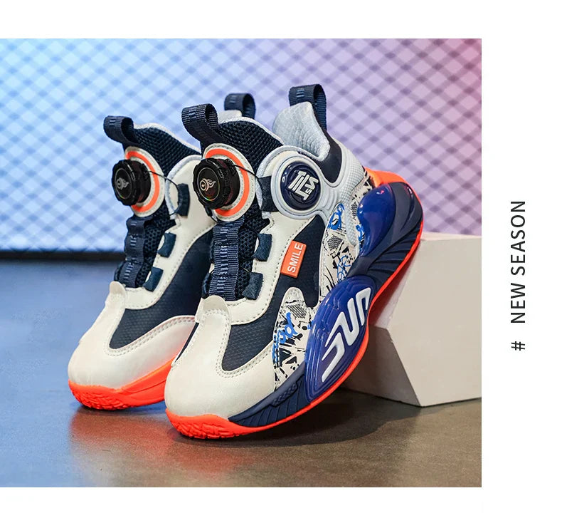 Children‘s Basketball Shoes Non-slip Breathable Basketball Training Sneakers Leather Boys Girls Athletic Shoes Kids Running Shoe