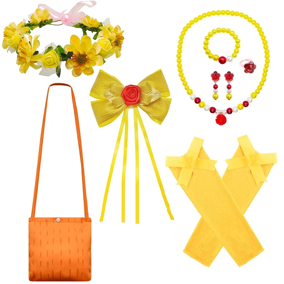 Daisy Girls Princess Dress Cartoon Movie Cosplay Costume Summer Kids Orange Party Outfits 2-10 Years Halloween Fancy Clothes