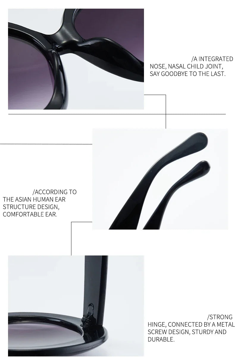 Retro Big Round Frame Sunglasses Lady Oversized Fashionable Street View Sunglasses Beach Resort Sunglasses
