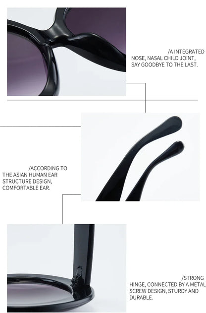 Retro Big Round Frame Sunglasses Lady Oversized Fashionable Street View Sunglasses Beach Resort Sunglasses