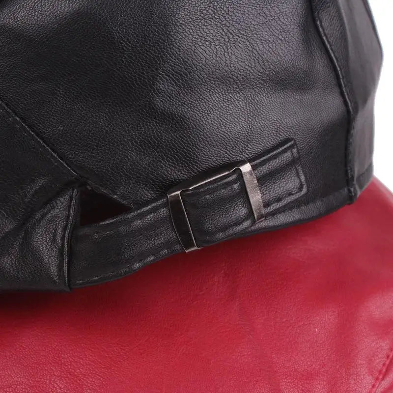 Men Women Ivy Cap Newsboy Hat Adjustable Faux PU Leather Berets for Spring Summer Autumn Gatsby