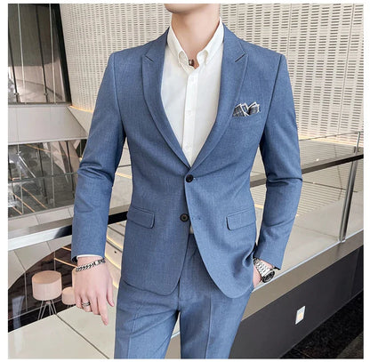 2025 Slim Fit Three-Piece Business Suit Set High-End Korean Style Wedding Groom Party Dress Suit Vest Trousers M-4XL