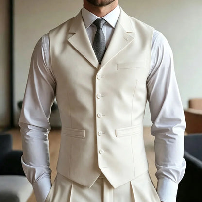 Men Vest Dark Blue With Lapel Single Button Waistcoat For Wedding Groom Banquet Business Work Office Casual Daily Men Suit Vest