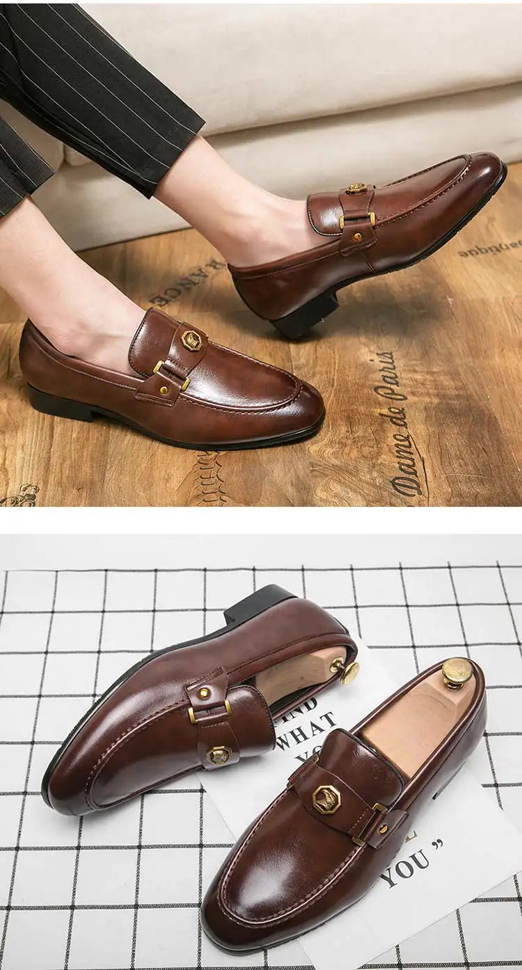 New Black Loafers Men Slip-On Round Toe Fashion Mens Dress Shoes Free Shipping Wedding Shoes for Men Size 38-47