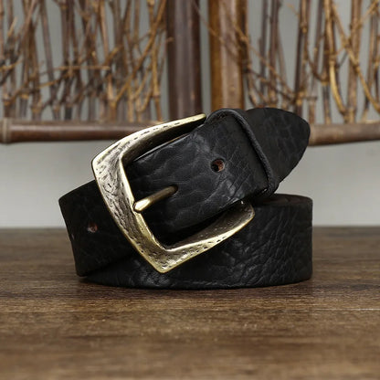 3.8CM Men High Quality Genuine Leather Belt Luxury Copper Buckle Belts Thickening Pure Cowskin Vintage Strap Male Jeans for Man
