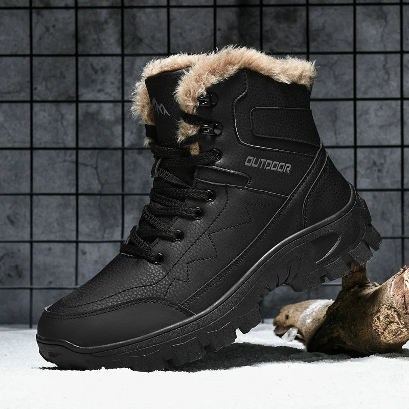 2024 New Winter men boots  Slippers Warm Men Shoes Waterproof Non-Slip Plush Sneakers Male  leather Boots Plus size  48