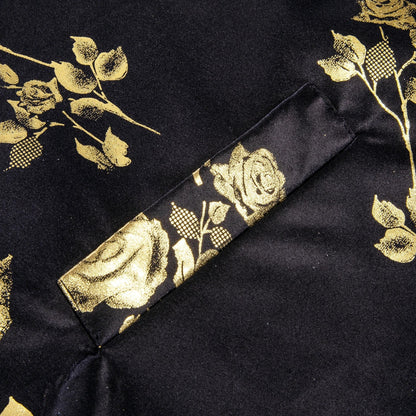 Formal Rose Pattern Paisley Plain Solid Mens Vest Party Wedding Waistcoat Pocket Square Tie  Hankie Suit Set