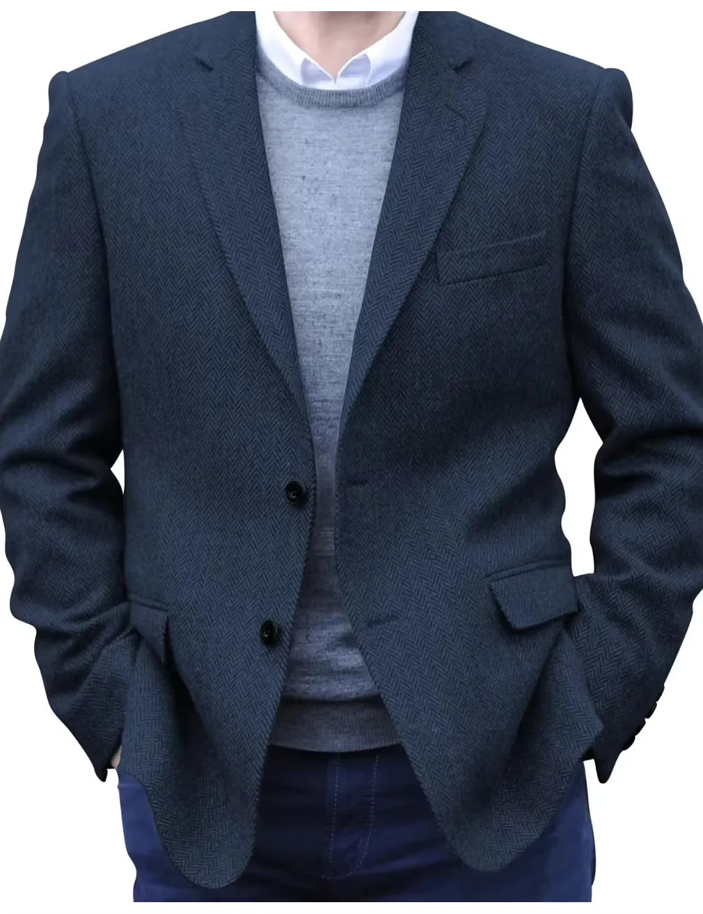 Premium Men's Suit Brown Blazer Prom Tuxedos Herringbone Tweed Single Breasted Formal Bussiness Jacket for Wedding（Only Coat）
