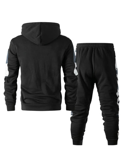 Men's Tracksuit Hoodie Sets Camouflage Hand  Hooded Leisure Suit Man Sweatshirt Pants Tactical Sweat Sports Suit