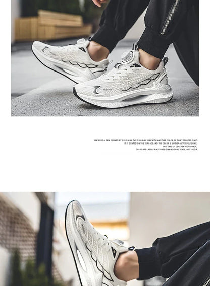 Summer Breathable Casual Sports Shoes for Men, New Fashionable and Versatile Breathable Mesh Rotating Buckle Running Shoes Suitable for Outdoor Sports and Daily Wear
