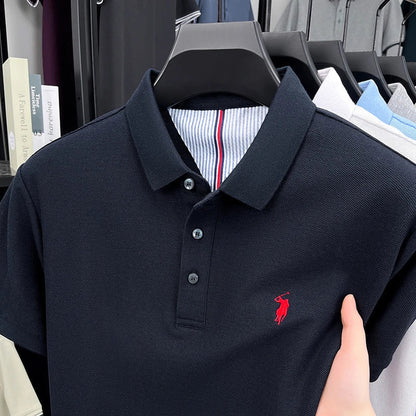 High end brand 100% cotton short sleeve polo shirt men luxur pony embroidery comfort breathable fashion T-shirt summer new top