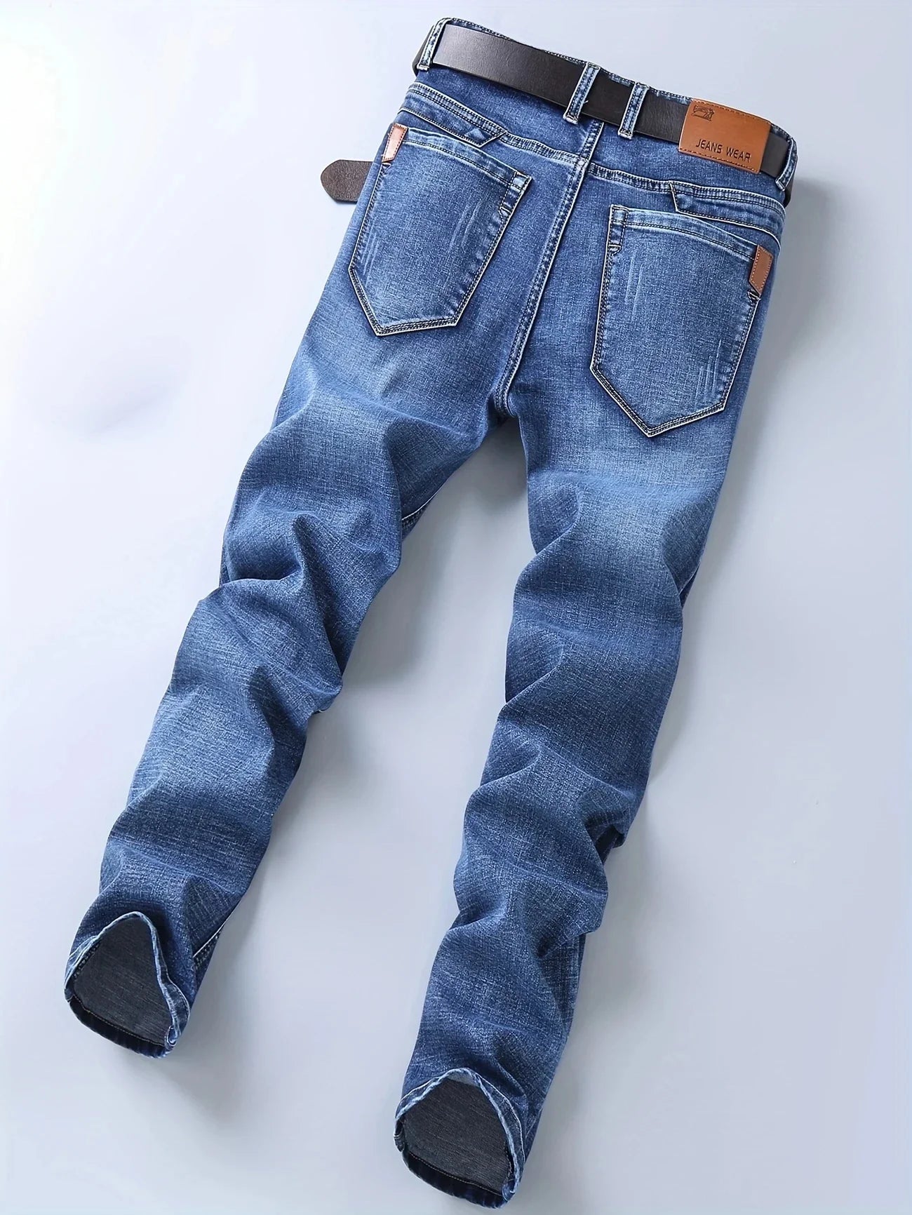 New Business Men's Jeans Casual Straight Stretch Fashion Classic Blue  Work Denim Trousers Male Brand Clothing 29-40size