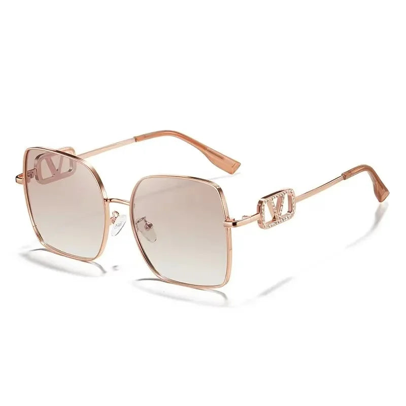 2025 New Fashion Metal Square Polarized Sun Glasses Women Luxury Diamond UV400 Sunglasses Ladies Oversized Eyewears Gafas De Sol