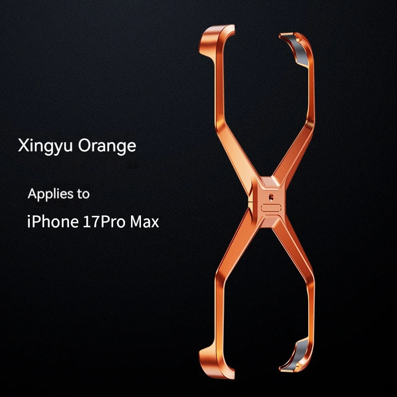 New X-Shaped Metal No Border Four Corner Anti Fall Irregular Phone Case,For iPhone 17 Promax 17 Pro Bumper Back Cover