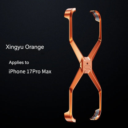 New X-Shaped Metal No Border Four Corner Anti Fall Irregular Phone Case,For iPhone 17 Promax 17 Pro Bumper Back Cover