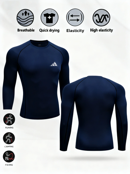 Men Sport T-shirt Quick Dry Triangular print Running Shirt Long Sleeve Compression Top Gym T Shirt Men Fitness Tight Rashgard ﻿