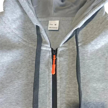 A stylish, casual and fitness two-piece set for men's autumn and winter 2025: zipper hoodie, long-sleeved pullovers and jogging