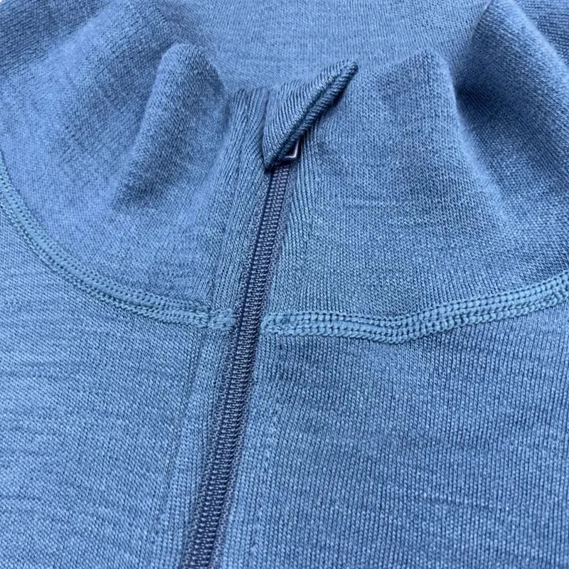 100% Merino wool Men's Base Layer Top 1/2 Zip Thermal long sleeve T shirts 210GSM Hiking Breathable Wicking Moisture