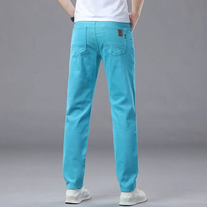 Men's Slim Fit Pants Casual Colorful 2025 Spring New Straight Trousers Men Cotton Stretch Fashion Pants Red Yellow Pink Blue