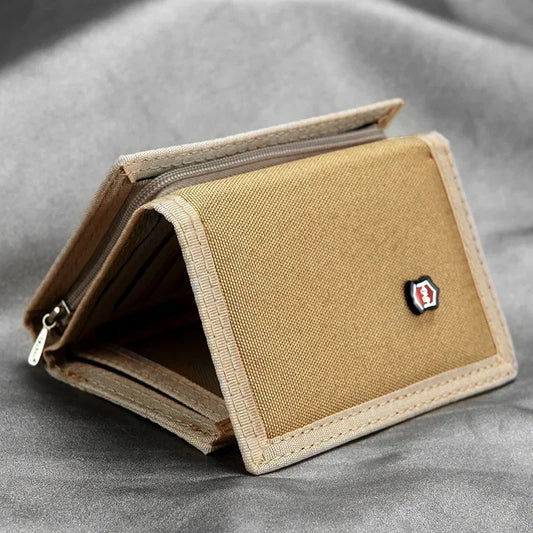 Portefeuille en toile à trois volets pour homme, 5 couleurs, style coréen, porte-monnaie, couleur unie, mode mince, multifonctionnel, classique, portable, porte-cartes