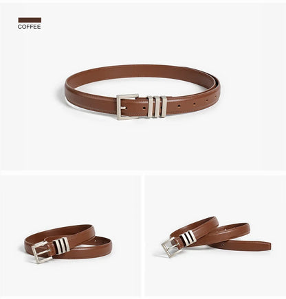Belts Women Full Grain Leather Versatile Solid Color Metal Buckle 2024 Ladies Accessories Handmade 91055