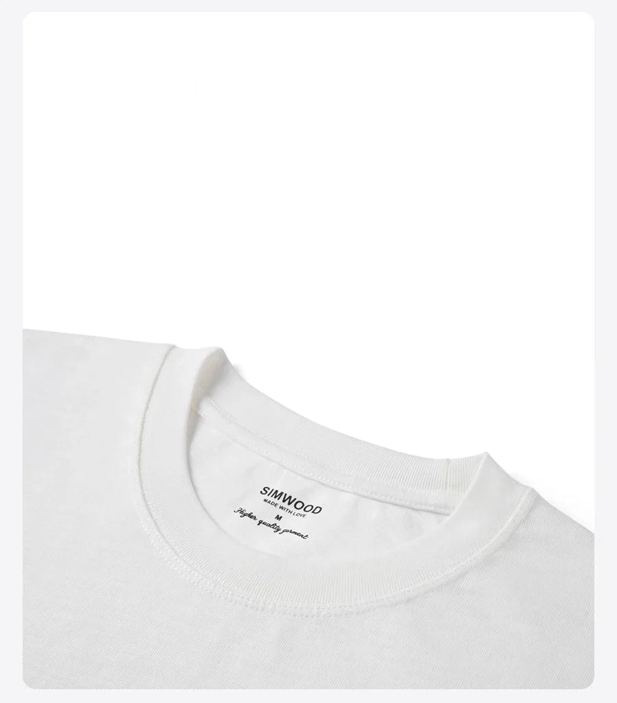 Summer New Super Loose Heavyweight 300gsm Slub Cotton T-shirts Men Letter Embroidery Tops