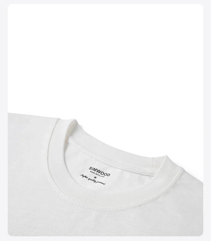 Summer New Super Loose Heavyweight 300gsm Slub Cotton T-shirts Men Letter Embroidery Tops