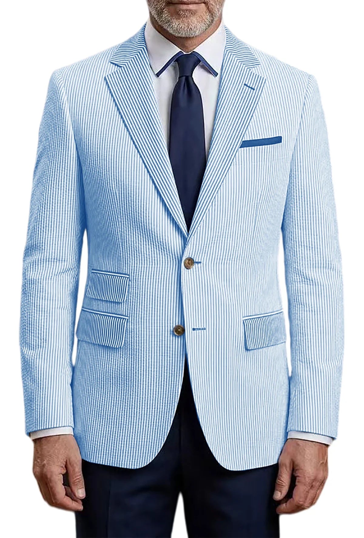Men's Striped Seersucker Blazer Slim Fit Casual Suit Jacket Formal Business Coat Breathable Spring Summer Streetwear Outerwear