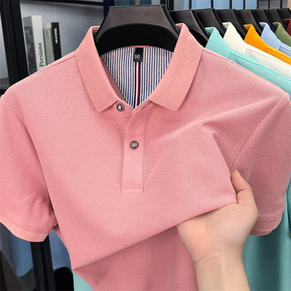 100% pure cotton high-end short sleeve polo shirt men's summer fashion new breathable Korean business casual golf brand T-shirt