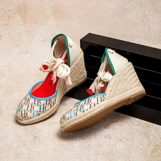 Women's Shoes CARACAS CANVAS WEDGES Luxury Brand Heeled Sandals Straw Fabric Casual shoeses