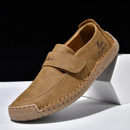 Men's Slip On Loafers Soft Leather Preppy Lightweight Breathable Driving Shoes Non Slip Daily Fashion Casual Outdoor Sneakers