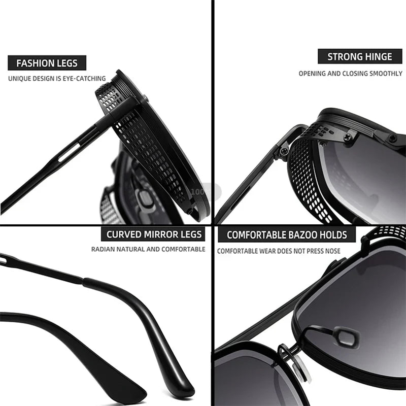 Vintage Steampunk Sunglasses Men Punk Oversized  Sunglasses Women Trendy Retro Square Gafas De Sol Hombre Lunette Soleil Femme