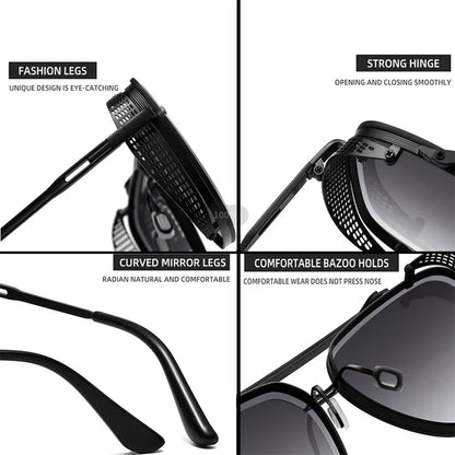 Vintage Steampunk Sunglasses Men Punk Oversized  Sunglasses Women Trendy Retro Square Gafas De Sol Hombre Lunette Soleil Femme