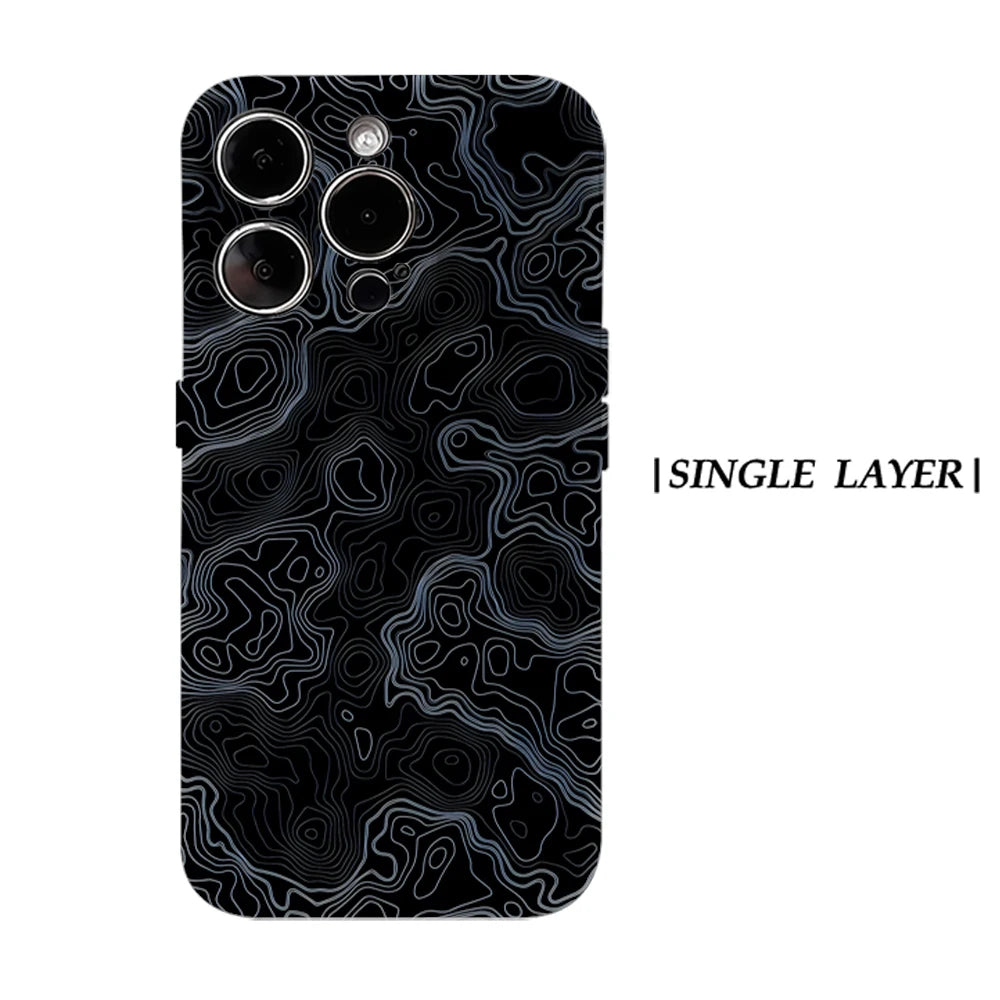 Topographic Contour Map for Magnetic Phone Case for IPhone 17 16 15 14 13 Pro Max Plus Single Double-layer Tough Case